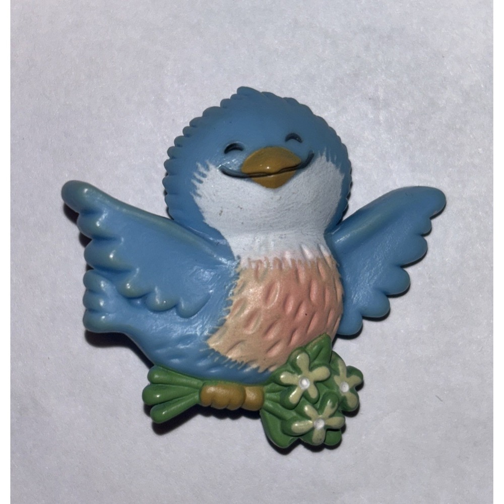 Hallmark PIN Easter‎ Vintage BLUEBIRD w FLOWER Blue Bird 1981 Hallmark Brooch